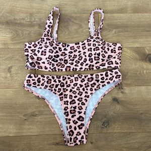 cheetah print shein bikini